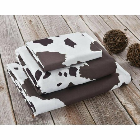 CONVENIENCE CONCEPTS Cow Hide Print Animal Print Sheet Set, Brown & White - Twin Size HI3044584